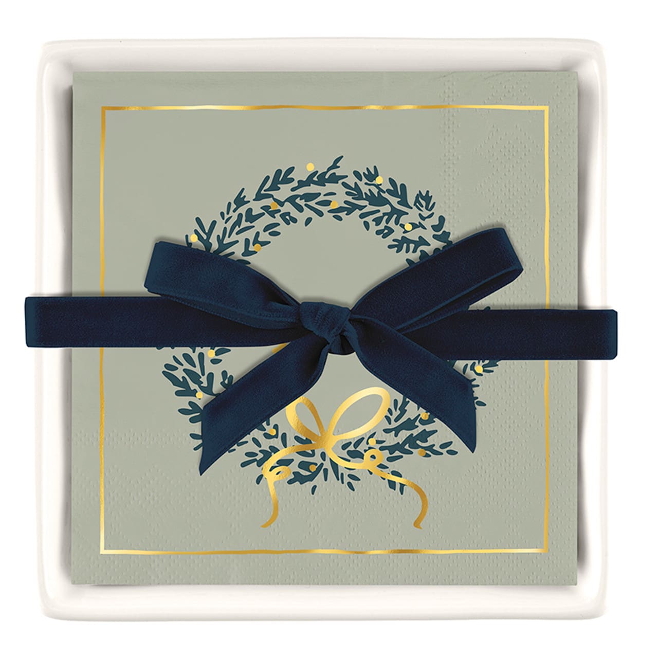 joy wreath napkin tray